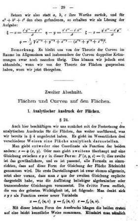 Zweiter Abschnitt. Flächen und Curven auf den Flächen.