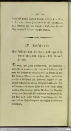 IV. Abschnitt. Vorschläge zur öfteren und gründlichen Heilung chronischer Krankheiten