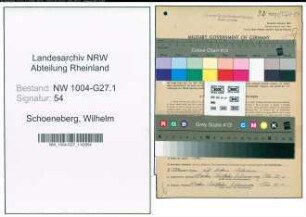 Entnazifizierung Wilhelm Schoeneberg , geb. 01.08.1894 (Vollziehungsbeamter)