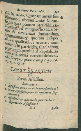 Caput Quartum De Poena Assassinii.