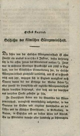 Erstes Kapitel. Geschichte der kölmischen Gütergemeinschaft.
