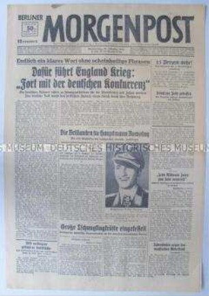 Tageszeitung "Berliner Morgenpost" zu den wirtschaftlichen Interessen Großbritanniens im Weltkrieg