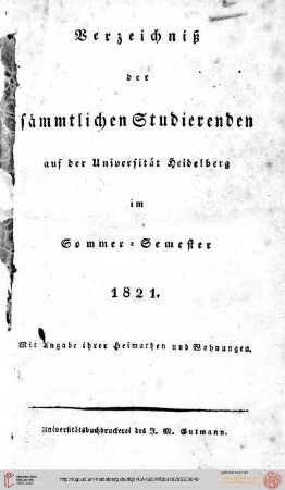 Sommersemester 1821