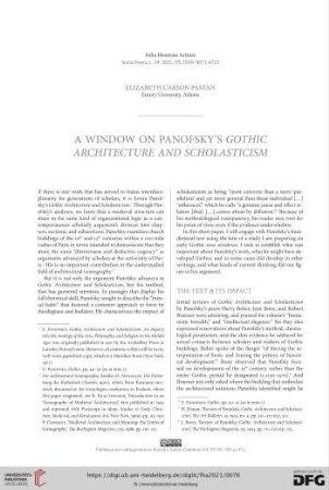 A window on Panofsky’s Gothic architecture and scholasticism