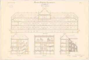 Kaiserin-Augusta-Gymnasium, Koblenz Klassengebäude: Querschnitte, Längsschnitt, 1:100