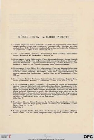 Möbel des 15.-17. Jahrhunderts (Nr. 1-40)