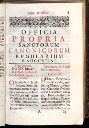 Officia Propria Sanctorum Canonicorum Regularium S. Augustini.
