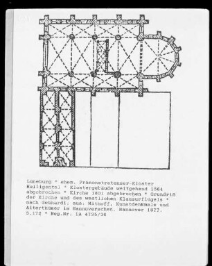 Ehemals Prämonstratenser-Klosterkirche Heiligental: Grundriss der Kirche und des westlichen Klausurflügels