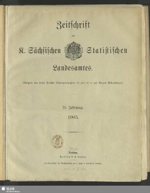 51.1905: Zeitschrift des Sächsischen Statistischen Landesamtes