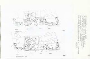 Filmakademie, Hotel, Büro, Wohnen, Berlin-Charlottenburg (Diplomarbeit bei Werner Düttmann): Grundrisse Zwischengeschoss und 1. Obergeschoss