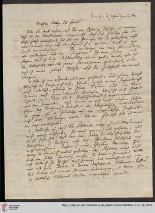 Korrespondenz Karl Immanuel Nitzsch / Carl Ullmann: Brief von Karl Immanuel Nitzsch an Carl Ullmann