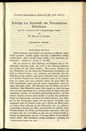 Beiträge zur Kenntniss der Peruanischen Käfer-Fauna