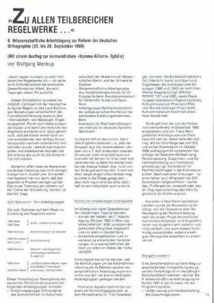 »Zu allen Teilbereichen Regelwerke...« : 8. Wissenschaftliche Arbeitstagung zur Reform der deutschen Orthographie (23. bis 28. September 1990) (Mit einem Ausflug zur vermeintlichen »Komma-Killerin« Sybille)