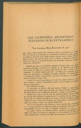 Los escritores argentinos juzgados en extranjero : "Los Escritores Ibero-Americanos de 1900"