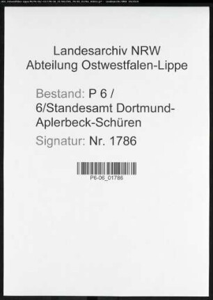 Sterberegister Standesamt Dortmund-Aplerbeck-Schüren XXV)