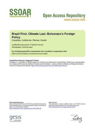 Brazil First, Climate Last: Bolsonaro's Foreign Policy