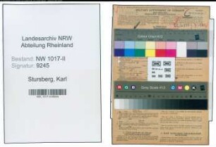 Entnazifizierung Karl Stursberg , geb. 16.04.1890 (Schlossermeister)