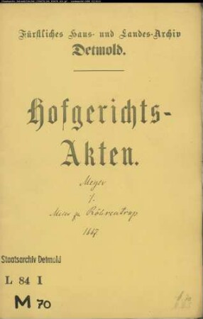 Meyer, Jakob gegen Henrich Meier zu Röhrentrup und Meier zum Krawinkel - Schuldforderung