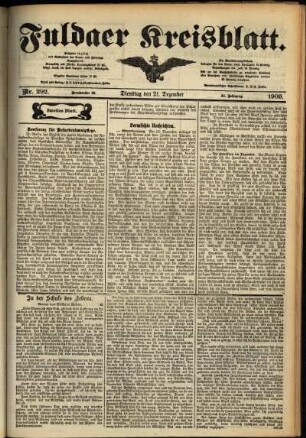 Zweite Ausgabe vom Dienstag, den 21. Dezember 1909.