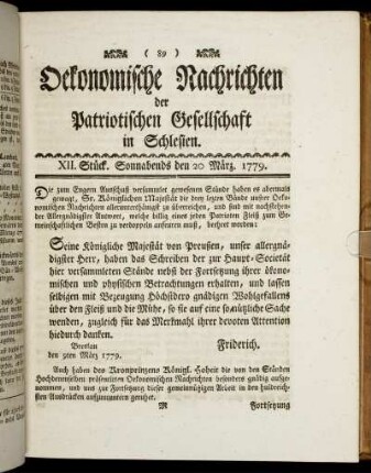 XII. Stück. Sonnabends den 20 März. 1779.