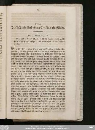 LVIII. Die schützende Verheißung Christi an seine Kirche.