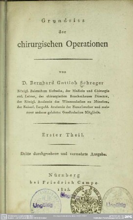 1: Grundriss der chirurgischen Operationen