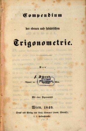 Compendium der ebenen u. sphärischen Trigonometrie
