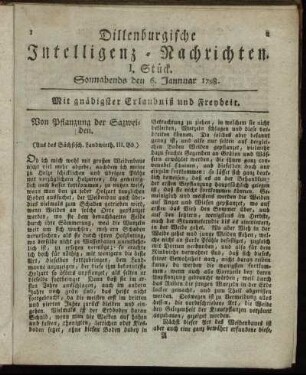 I. Stück. Sonnabends den 6. Jannuar 1798.