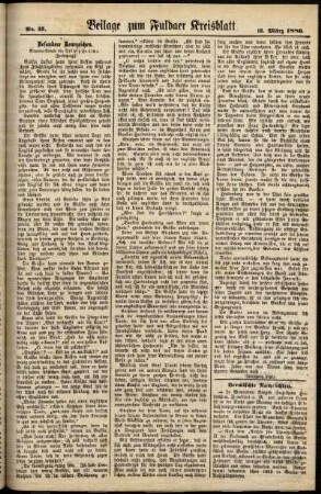 Zweite Ausgabe vom Donnerstag, den 18. März 1886.