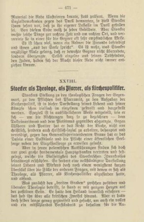 XXVIII. Stoecker als Theologe, als Pfarrer, als Kirchenpolitiker