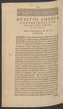 Analysis Logica Posterioris Epistolae Pauli Ad Corinthios.