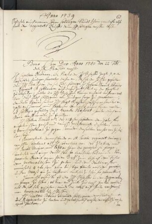 Bono Cum Deo Anno 1740
