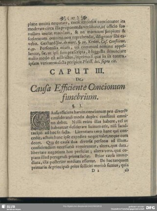 Caput III. De Causa Efficiente Concionum funebrium