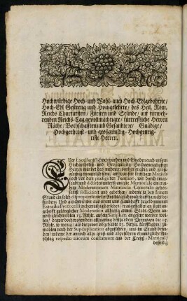 An eine Hochpreißlich-allgemeine Reichs-Versammlung ...