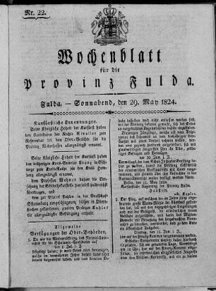 Nr. 22, Ausgabe vom 29. Mai 1824