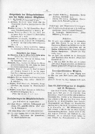 Verzeichnis der Kriegsteilnehmer aus der Reihe unserer Mitglieder