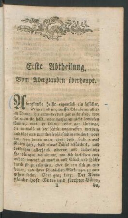 Erste Abtheilung. Vom Aberglauben überhaupt