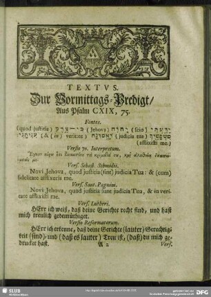 [Vormittags-Predigt. Psalm CXIX, 75]