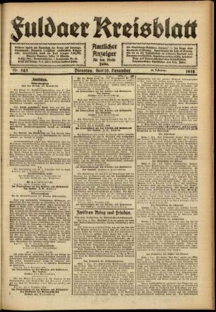 Ausgabe vom Dienstag, den 10. Dezember 1918.
