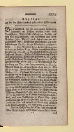 Anzeige von den bey diesem Lehrbuch gebrauchten Hülfsmitteln