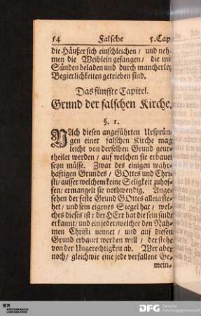Das fünffte Capitel. Grund der falschen Kirche.