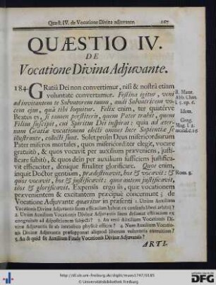 Quaestio IV. De Vocatione Divina Adjuvante.