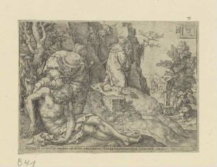 Der Samariter versorgt die Wunden (Aldegrever, Der barmherzige Samariter, 1554, 2)