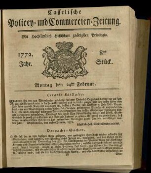 8tes Stueck, Montag den 24ten Februar 1772