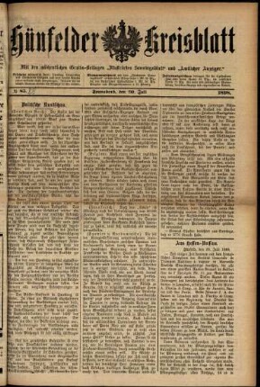 Ausgabe vom Samstag, den 30. Juli 1898.