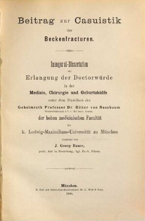 Beitrag zur Casuistik der Beckenfracturen ...