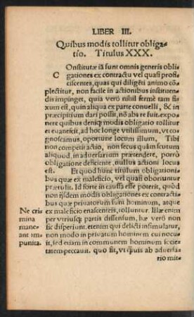Quibus modis tollitur obligatio. Titulus XXX.