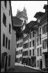 Aarau: Gasse mit Turm der Stadtkirche