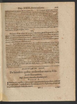 Disputatio XXIV. De beneficiis quibus creditoribus contra ...