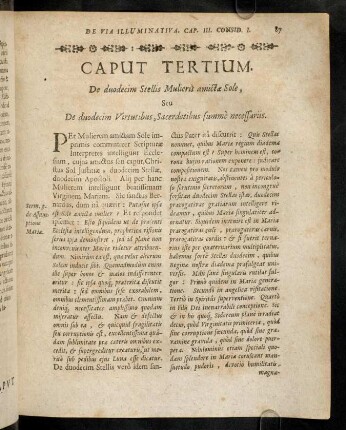 87-160, Caput III. De duodecim Stellis Mulieris amicta Sole, seu de duodecim virtutibus, sacerdotibus summe necessariis.